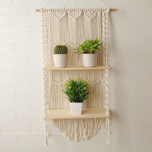 Double étagère macramé