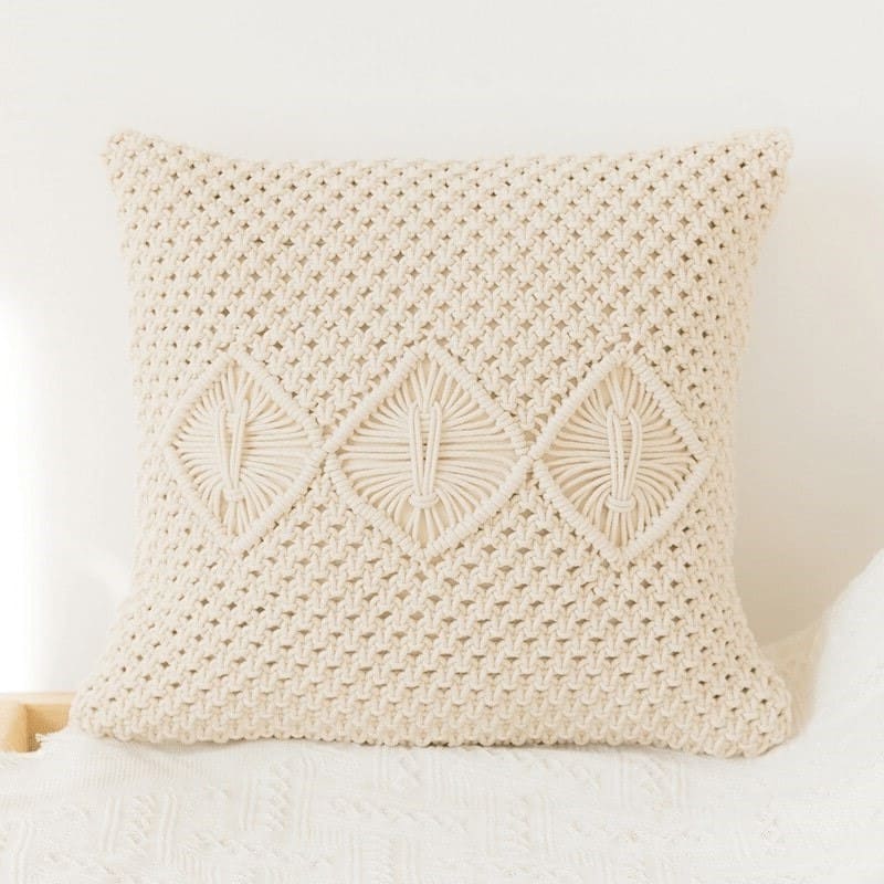 Coussin coton macramé