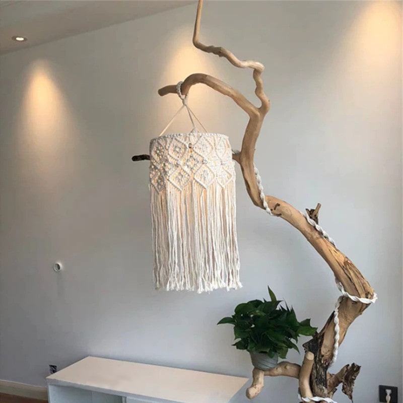 Luminaire macramé suspension