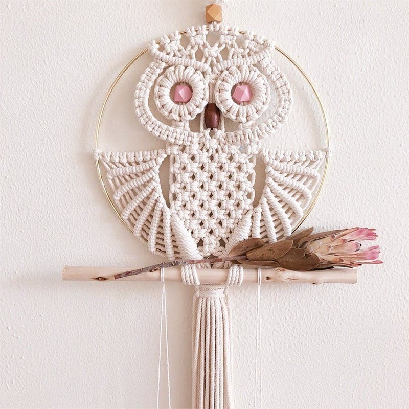 Attrape rêve hibou macramé