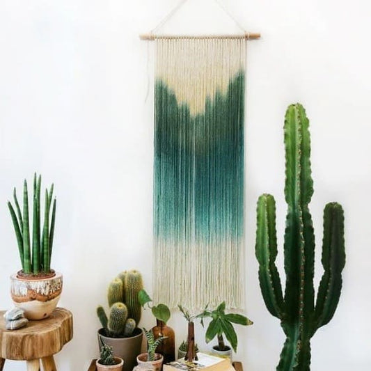 Macramé mural vert dégradé