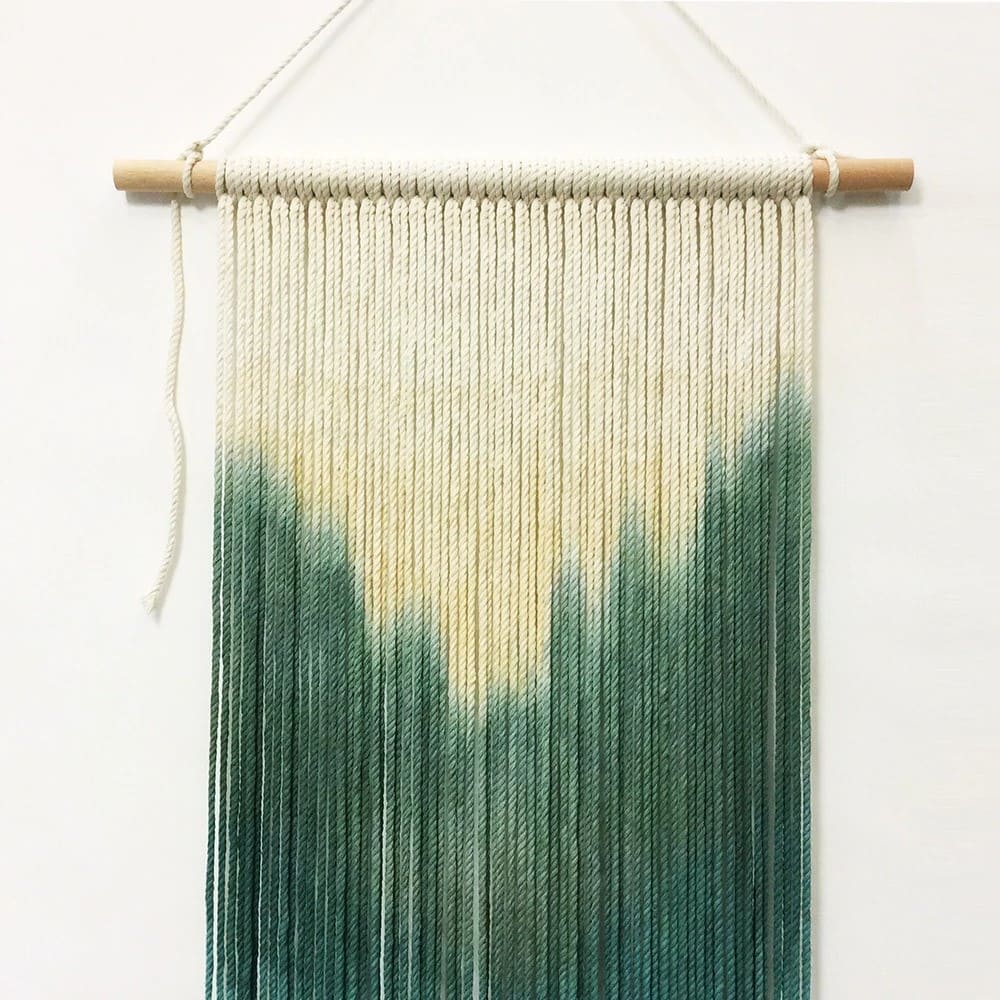 Macramé mural vert dégradé