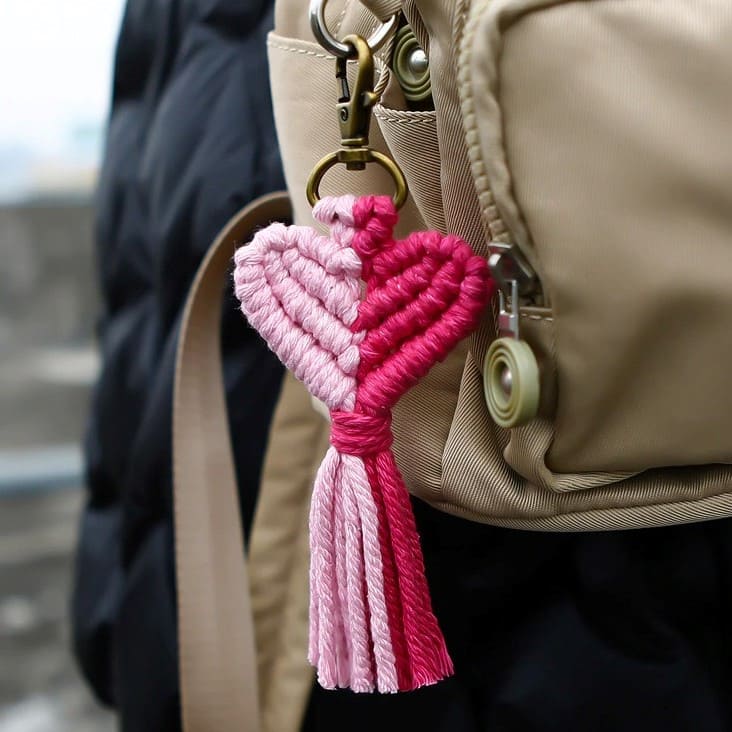 Porte-clé macramé cœur