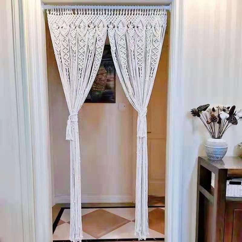 Rideau macramé en coton écru