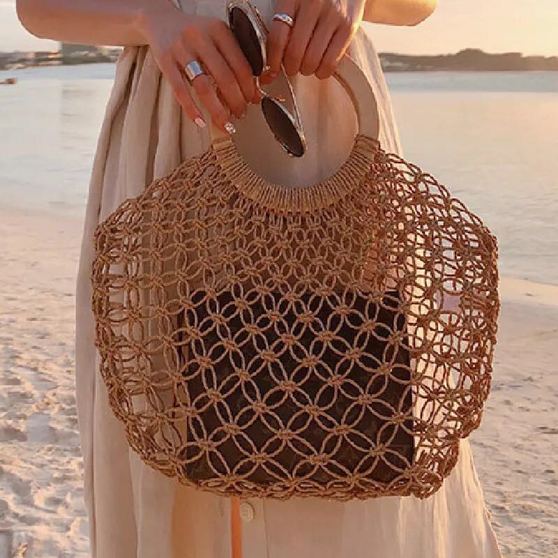 Sac macramé rond