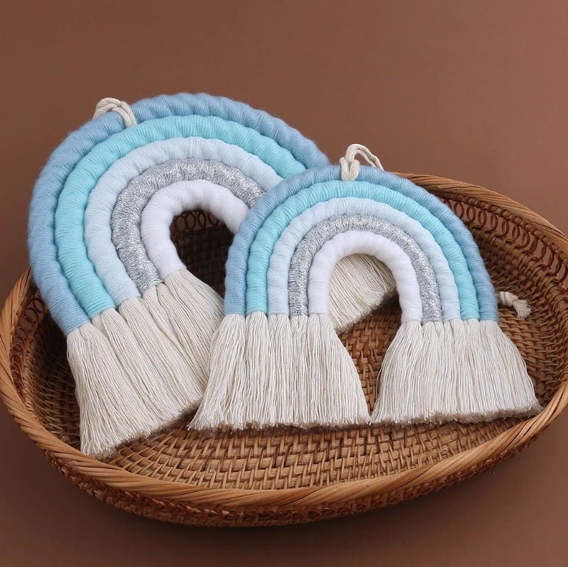 Arc en ciel macramé bleu