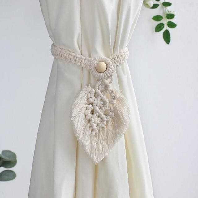 Embrasse rideau feuille macramé