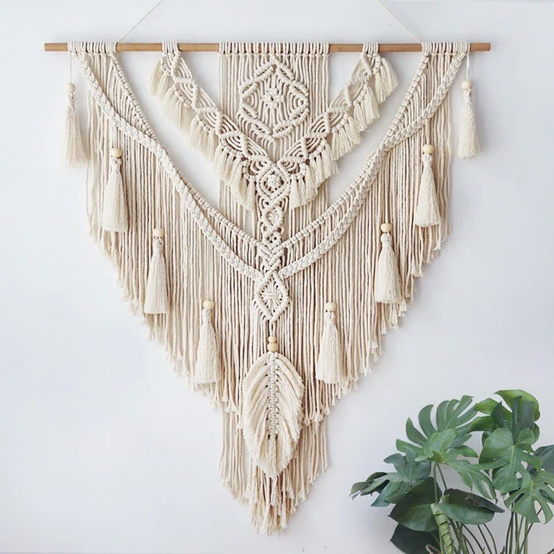 Grand macramé mural