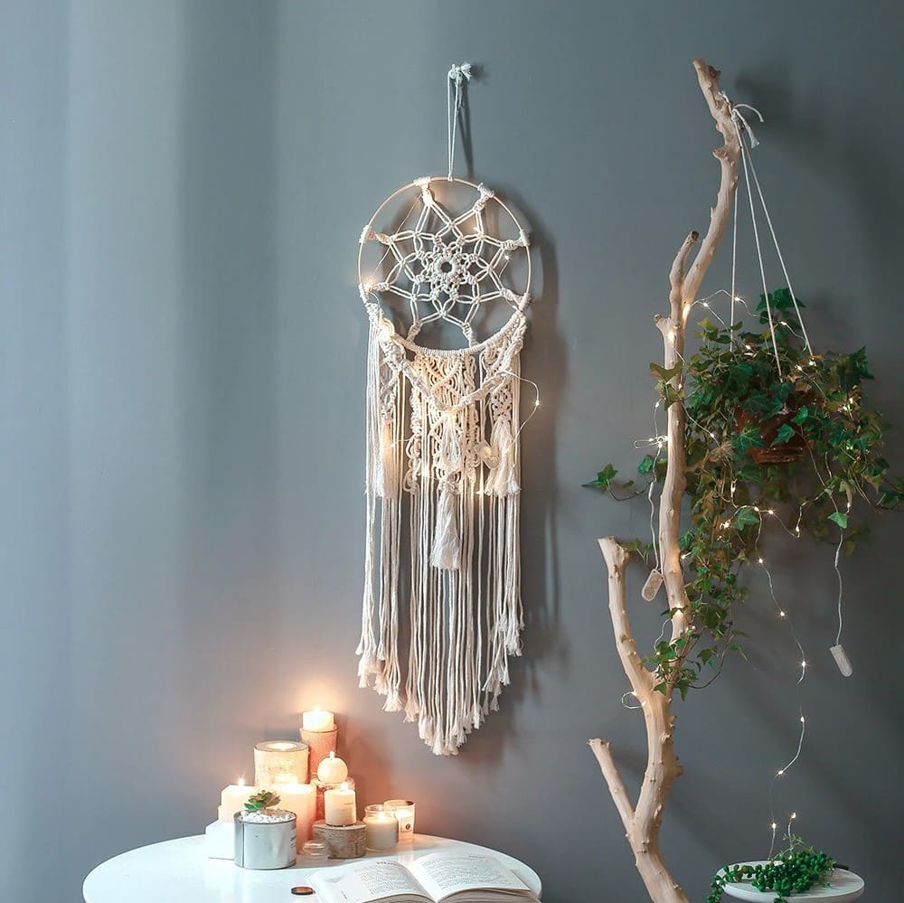 Grand attrape rêve en macramé