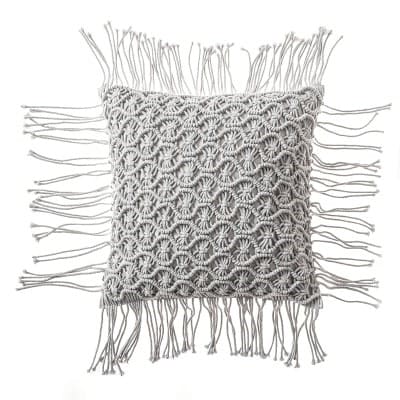 Coussin macramé vert