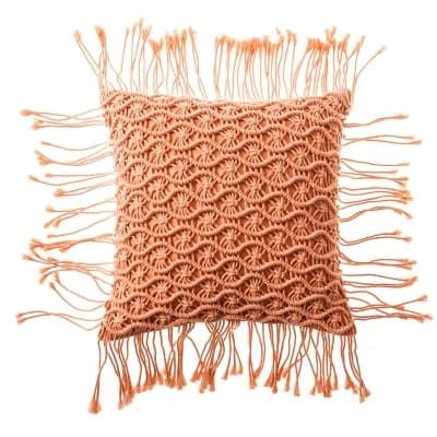 Coussin macramé vert