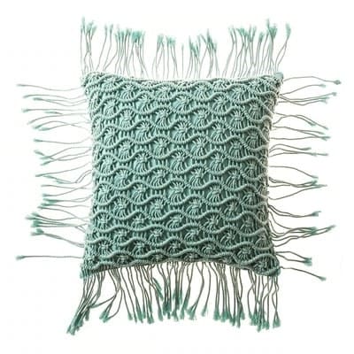 Coussin macramé vert
