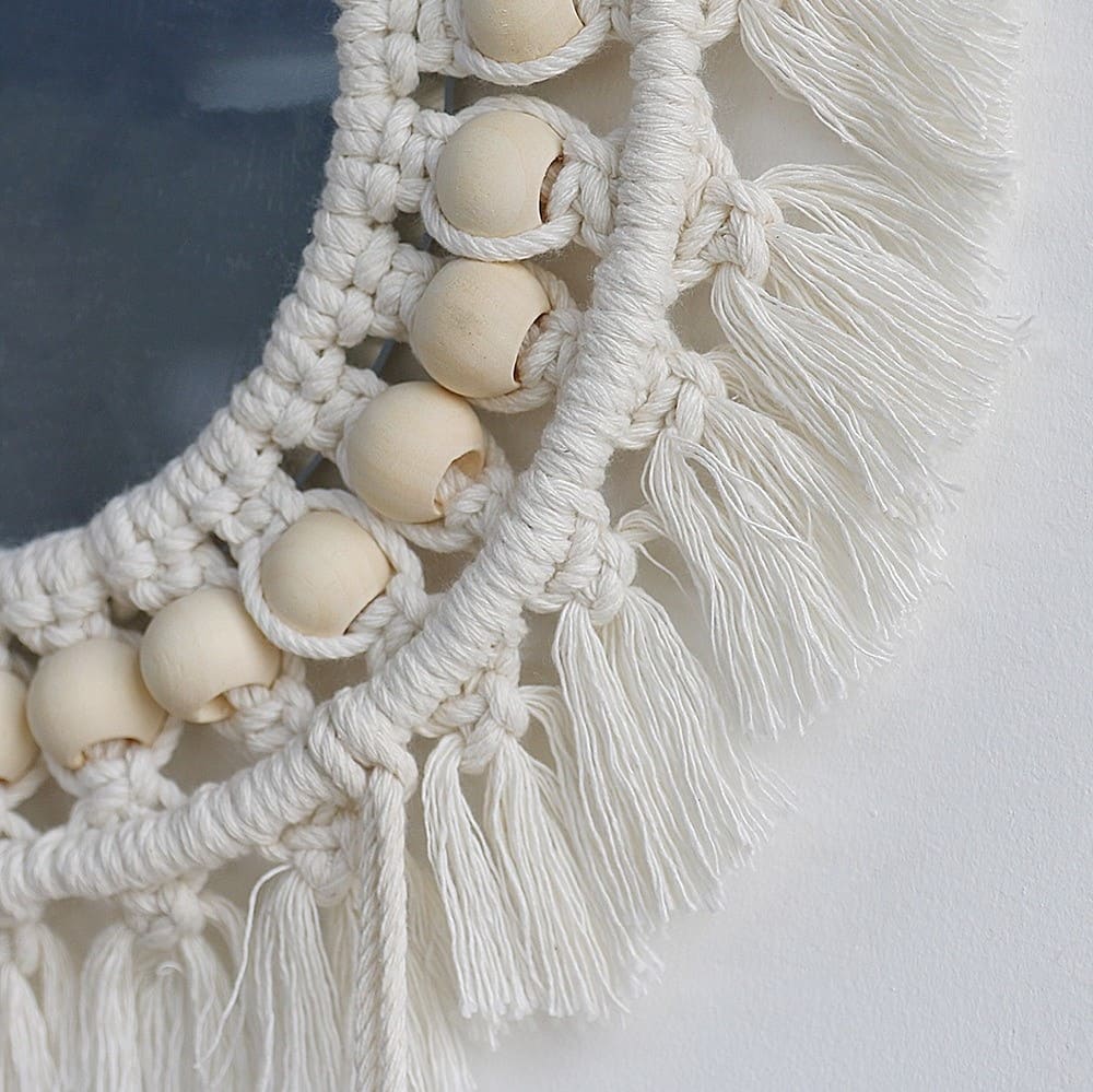Miroir macramé plume