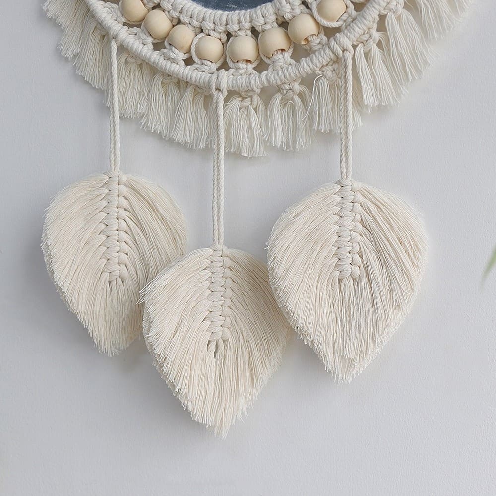 Miroir macramé plume