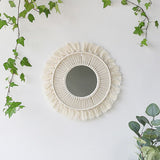 Miroir rond macramé