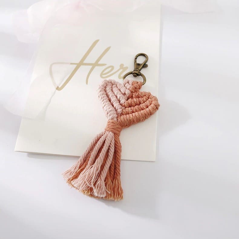 Porte-clé macramé cœur