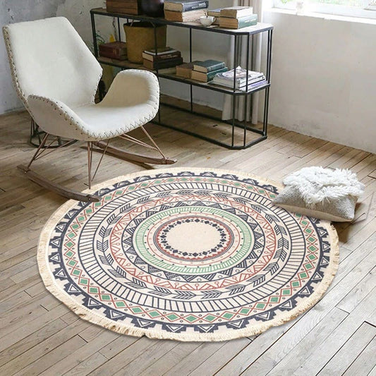 Tapis macramé rond